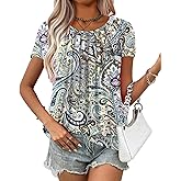 VahRuta Women's Short Sleeve Tunic Tops Scoop Neck Banded Bottom Summer T Shirt for Leggings