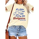 ALLTB Baseball Shirts Women Funny Baseball Mom Shirt Ballgame Graphic Tshirt Game Day Fan Tee Casual Short Sleeve Top