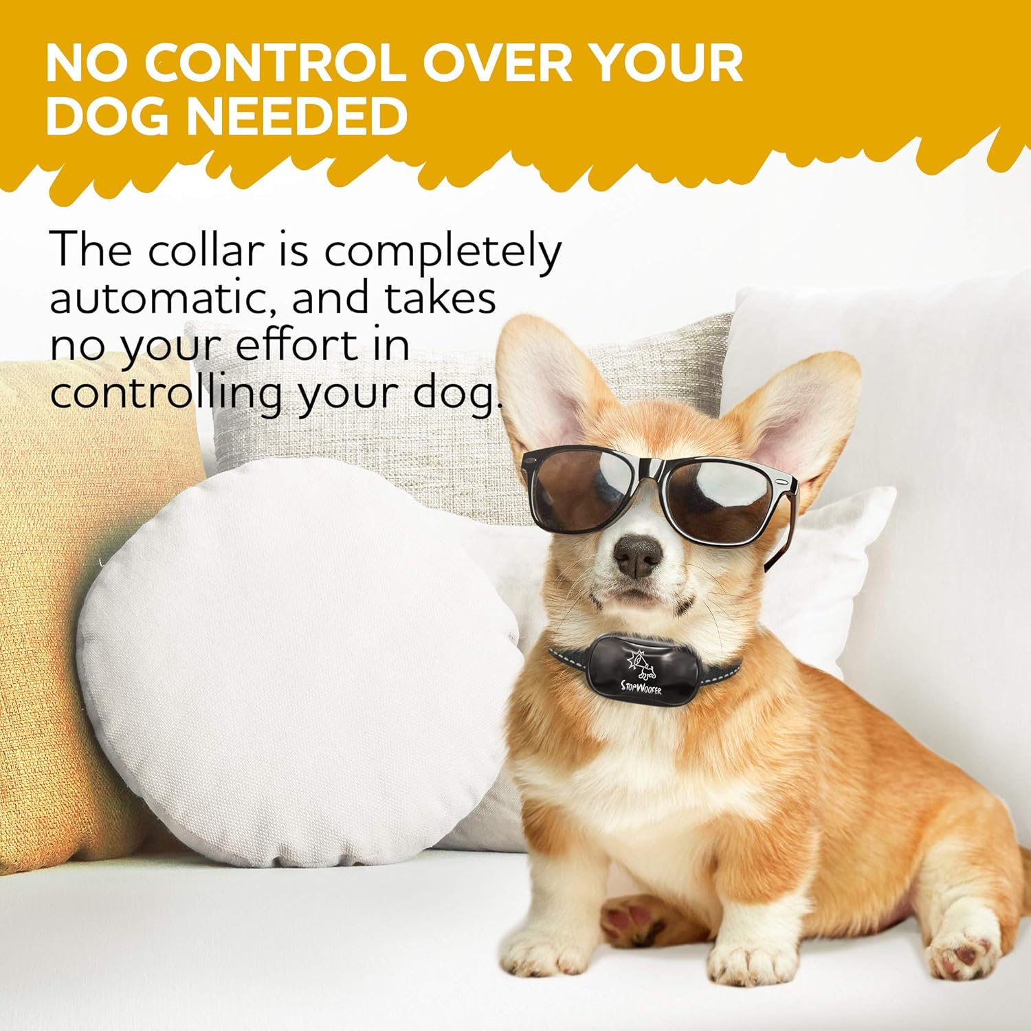STOPWOOFER Dog Bark Collar - No Shock, No Pain, Humane Barking Control Device for Small, Medium and Large Dogs - w/2 Vibration & Beep Modes -Training Collar with Automatic Modes to Control Dog : Pet Supplies
