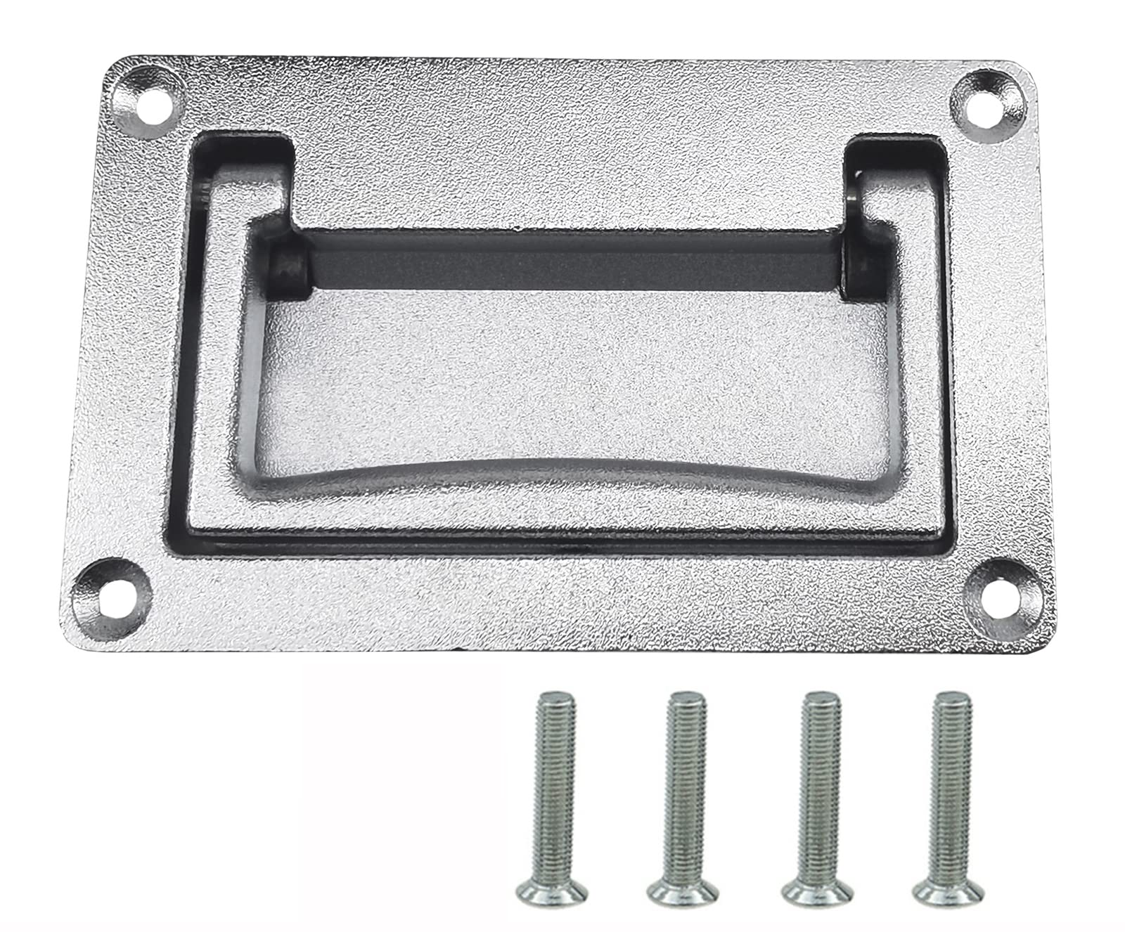 INDUSCHOICE Zinc Alloy Recessed Handles Containers Handle Flush Lifting Doors Handles (Silver)