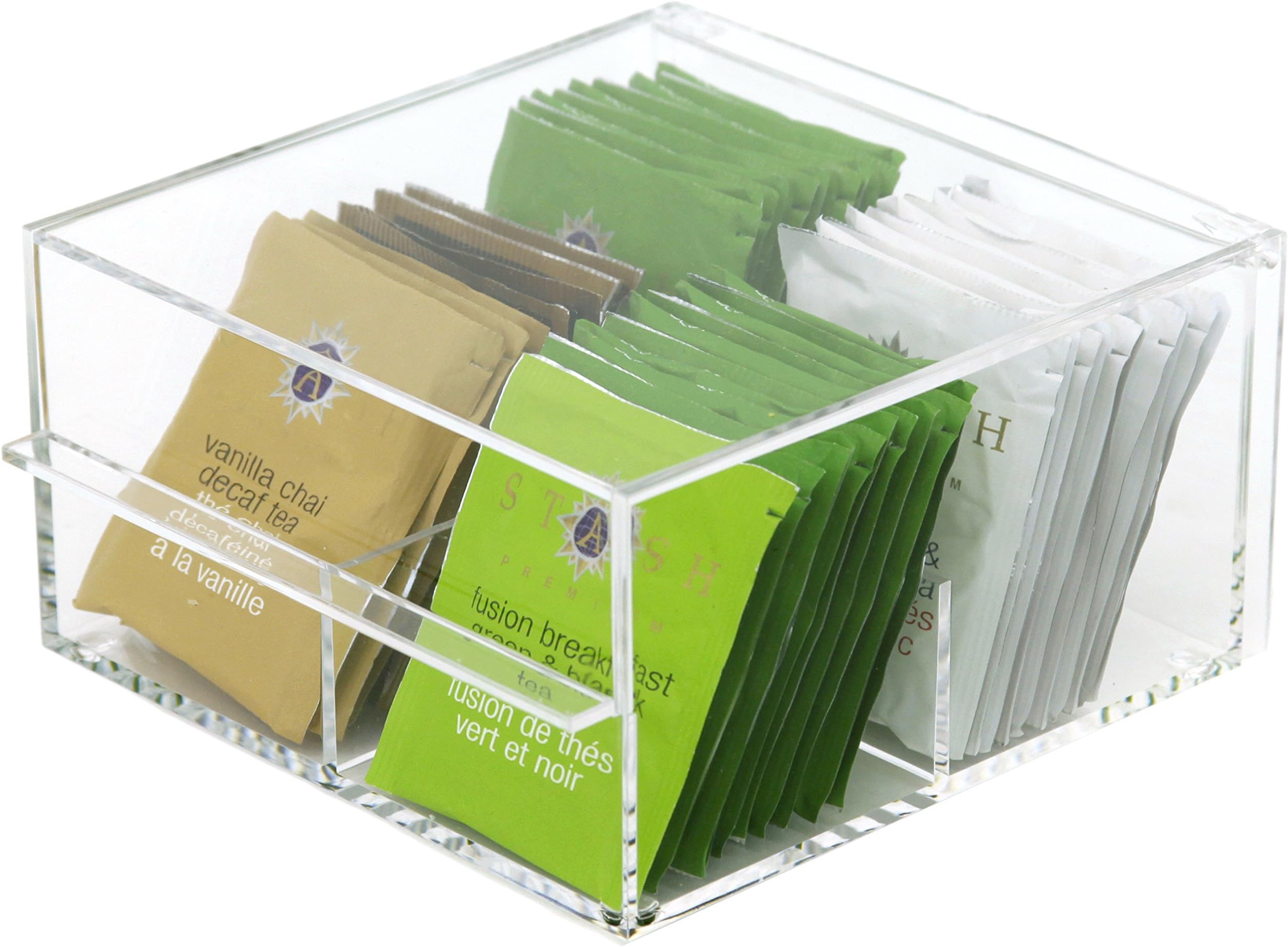 Tea Box- Contemporary Compact Acrylic Organizer Tea Bags
