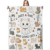 Adorable Cat Lover Blanket, Plush Soft Lightweight Warm Cozy Flannel 60×50 inch Cute Kitten Throw Blanket for Couch, Travel, Bed, Outdoor, Gifts for Girls Teens Adults Women