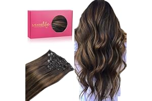 WENNALIFE Clip in Human Hair Extensions, 18 Inch 120g 7pcs Dark Brown to Chestnut Brown Balayage Hair Extensions Clip In Human Hair Remy Clip in Hair Extensions Real Human Hair Double Weft