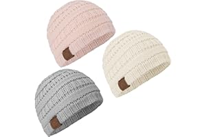 KeaBabies 3-Pack Baby Beanies for Boys, Girls - Stretchy Knit Baby Hats, Cute Newborn & Toddler Winter Hat, Soft & Warm Infant Beanie 0-6 Months (Sweet Pea, S)