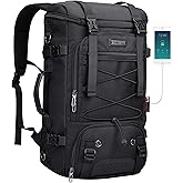 WITZMAN Travel Backpack for Men Large 3-in-1 Carry-on Bag | Nylon Luggage Backpack with USB Charging Port, Large Fits 16" Airline Approved, For Traveling, Casual,B715 Black