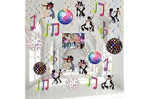 Dianelhall 53 Pieces Disco Party Decorations, 70s Disco Ball Hanging Swirls 70s Party Hanging Swirls Ceiling Decor for Retro Disco Fever Party 70's Boogie Party 1970s Birthday Hippie Party Favors