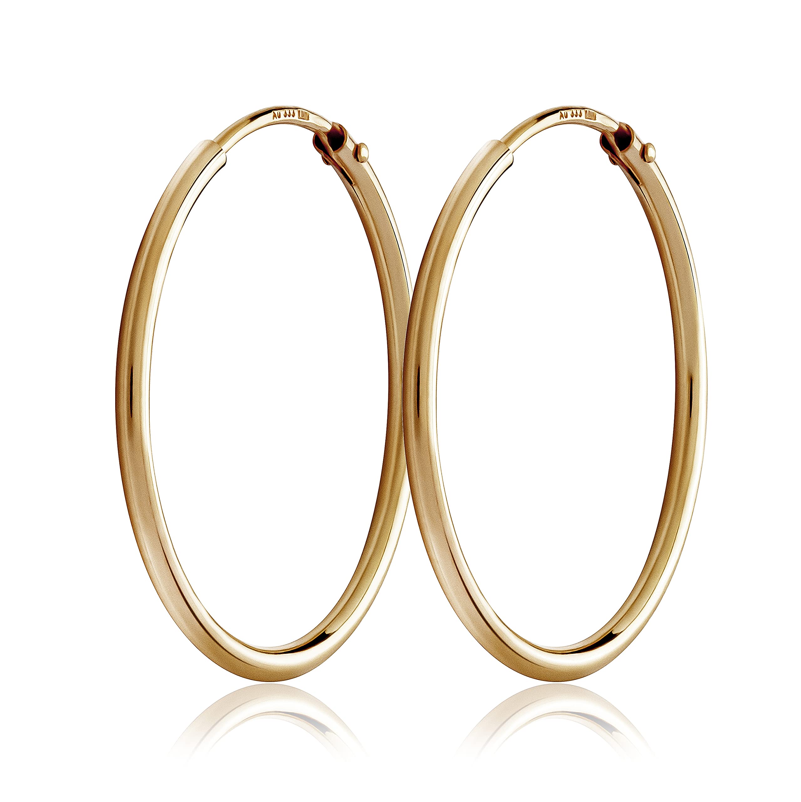 NKlaus pair 25mm hoop earrings gold alloy 1,5mm thick gold alloy earrings 3084