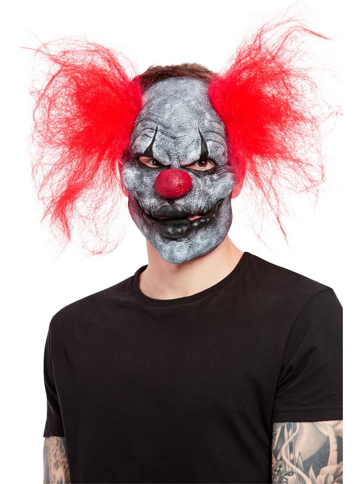Smiffys Dark Clown Mask, Latex with Hair, Halloween Fancy Dress Accessory, Clown Dress Up Masks