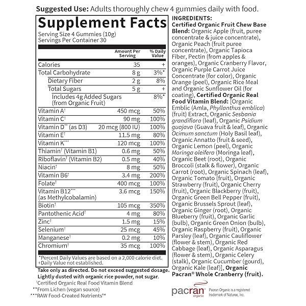 GARDEN OF LIFE ORGANICS WOMEN’S GUMMY VITAMINS – BERRY – CERTIFIED ORGANIC, NON-GMO, VEGAN, KOSHER COMPLETE MULTI – METHYL B12, C & D3 – GLUTEN, SOY & DAIRY FREE, 120 REAL FRUIT GUMMIES
