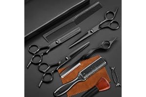 FETINAR 11Pcs Professional Hair Scissors Set,Stainless Steel Barber Supplies Including Straight Shears, Thinning Shears, and Hair Thinning Knife Multifunctional Salon Tools and Gifts for Friends and Family