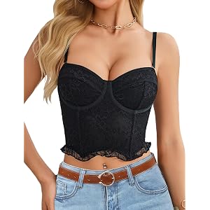 Avidlove Lace Bustier Corset Tops for Women Underwire Sexy Going Out Top | Party Club Top, Fashion Crop Top, Y2k Tank, Lace B