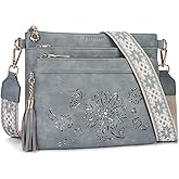 HAYRVANE Crossbody Bags for Women Designer Leather Cross Body Purses Multi Pocket Shoulder Handbags with Wide Strap