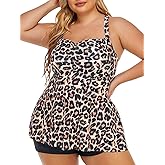 Summer Mae Women Plus Size Two Piece Tankini Swimsuits Flowy Bathing Suits Tummy Control Swimwear with Shorts