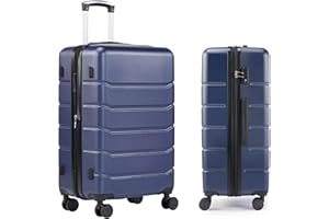 Simple Deluxe 28 Inch Expandable Hardside Carry On with Spinner Wheels & TSA Lock, ABS Hard Shell Lightweight Rolling Luggage Suitcase, Blue