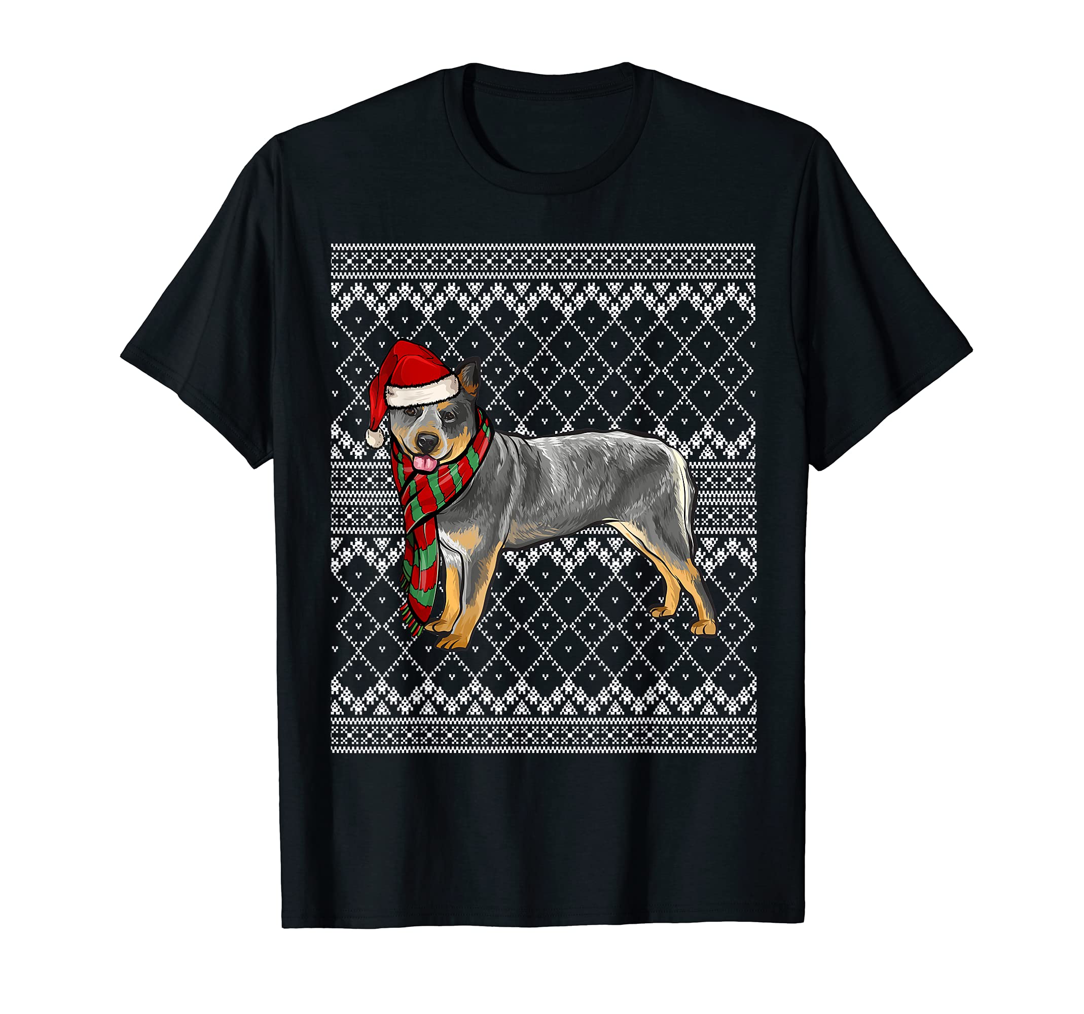 Xmas Australian Cattle Dog Santa Claus Hat Ugly Christmas T-Shirt