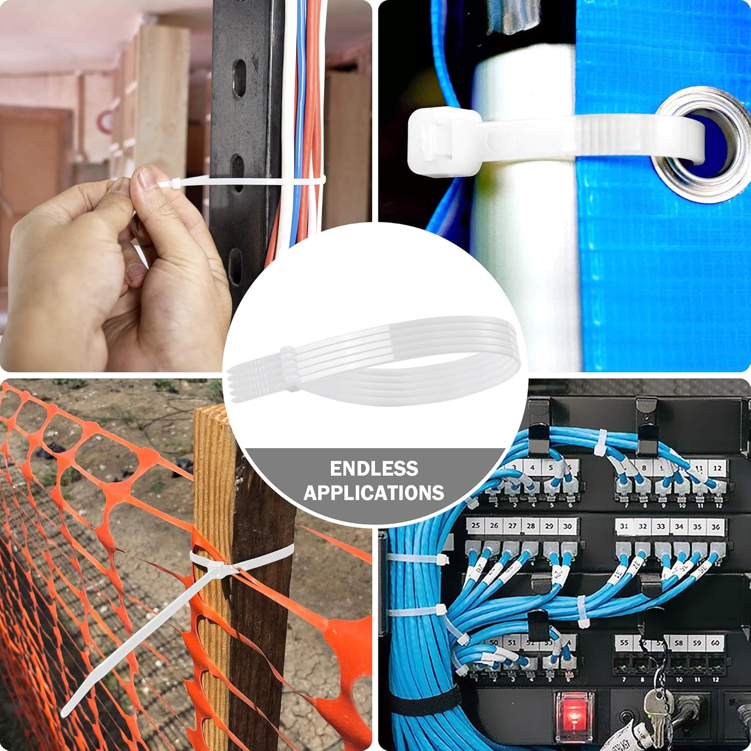 12" Inch Zip Ties White (100 Pack), 40lb Strength, Nylon Cable Wire Ties, By Bolt Dropper.: Home Improvement