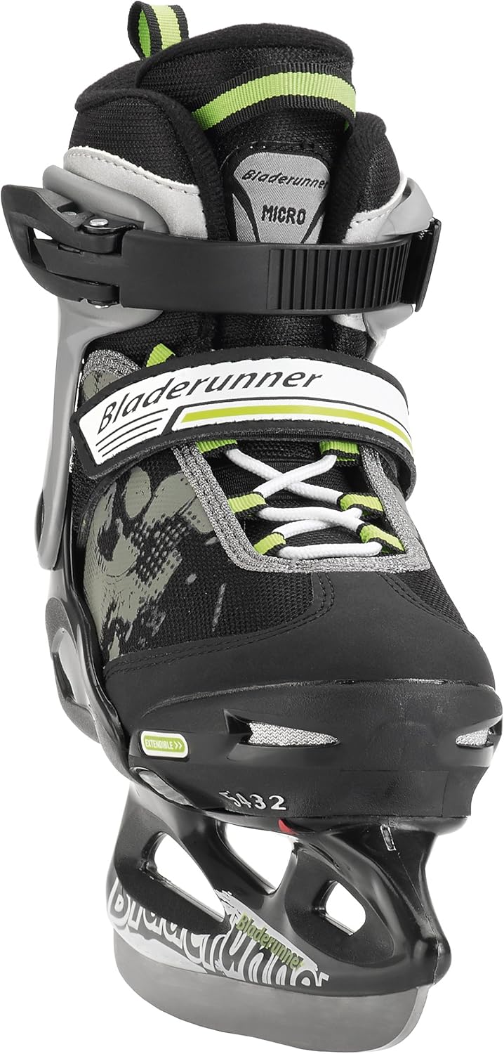 Rollerblade Bladerunner Kids Ice Skates, Black/Green, Size 12J-2 : Sports & Outdoors