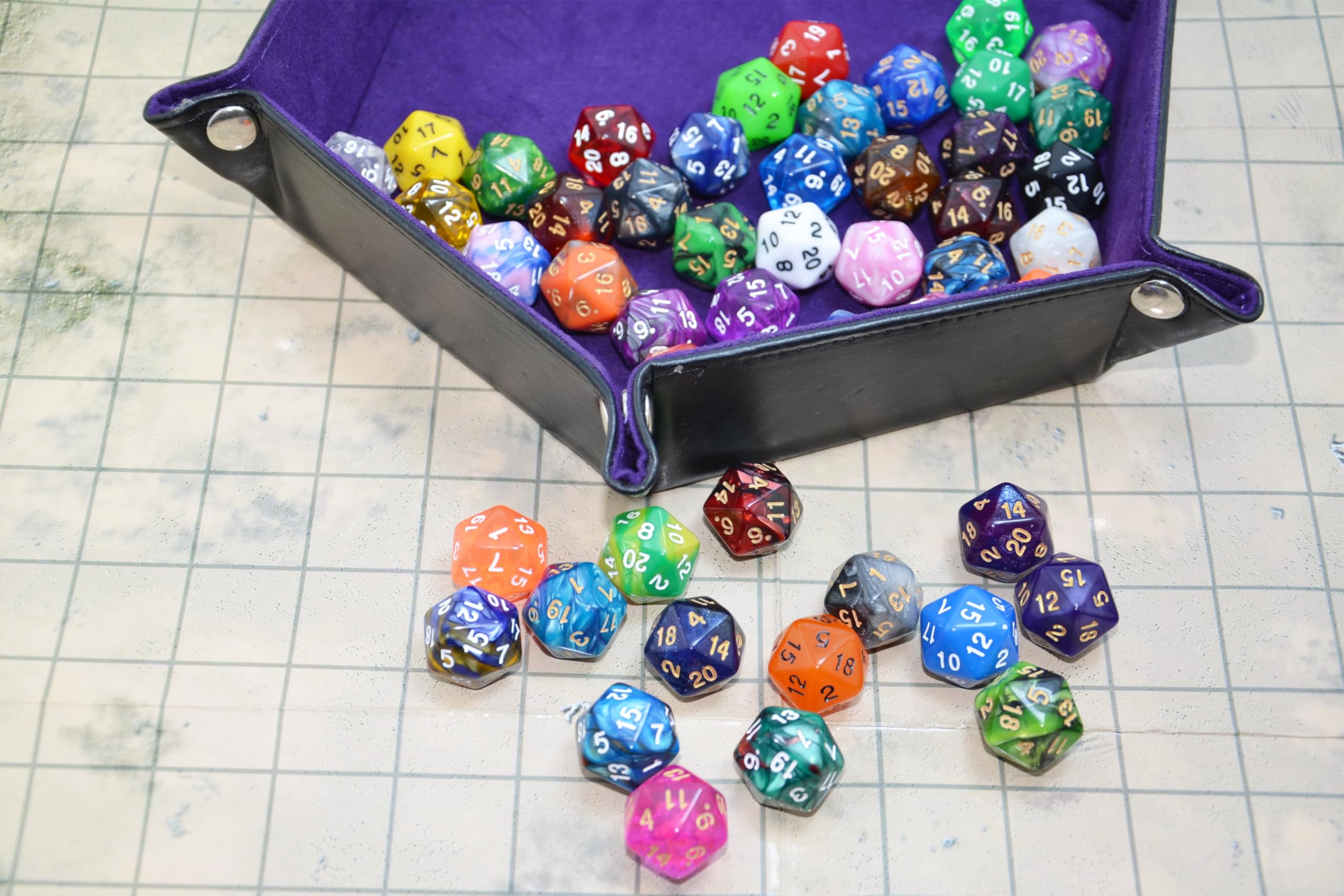 SmartDealsPro 50-Pack D20 20 Sided Dice Polyhedral Dice with Pouch for DND RPG MTG Table Game (D20, Mix Color)
