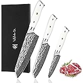 Wakoli Pearl Blanche Damascus Kitchen Knife Set, 3-Piece Professional Chef Knife Set | 67-Layer Damascus Steel with VG10 Core | White G10 Handles | Gift Box