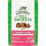 FELINE GREENIES PILL POCKETS for Cats Natural Soft Cat Treats, Salmon Flavor, 1.6 oz. Pack (45 Treats)