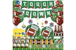 Toidgy 168 Pcs Football Party Decorations Set, SuperBowl Party Decorations 2025, Includes Tablecloth, Plates, Banner for Football Birthday Party Decor and Supplies, Perfect Football Party Favors
