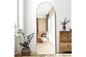 DESBING Arched Full Length Mirror, 65”x24” Floor Length Mirror with Black, Bedroom Full Body Mirror, Free Standing or Wall Mo