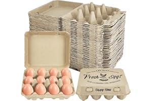Lechay 40 Pcs Egg Cartons Cheap Bulk, 3x4 Eggs 12 count Pulp Paper Egg Tray Egg Tray Container for Supermarkets, Kitchen, Vegetable Markets