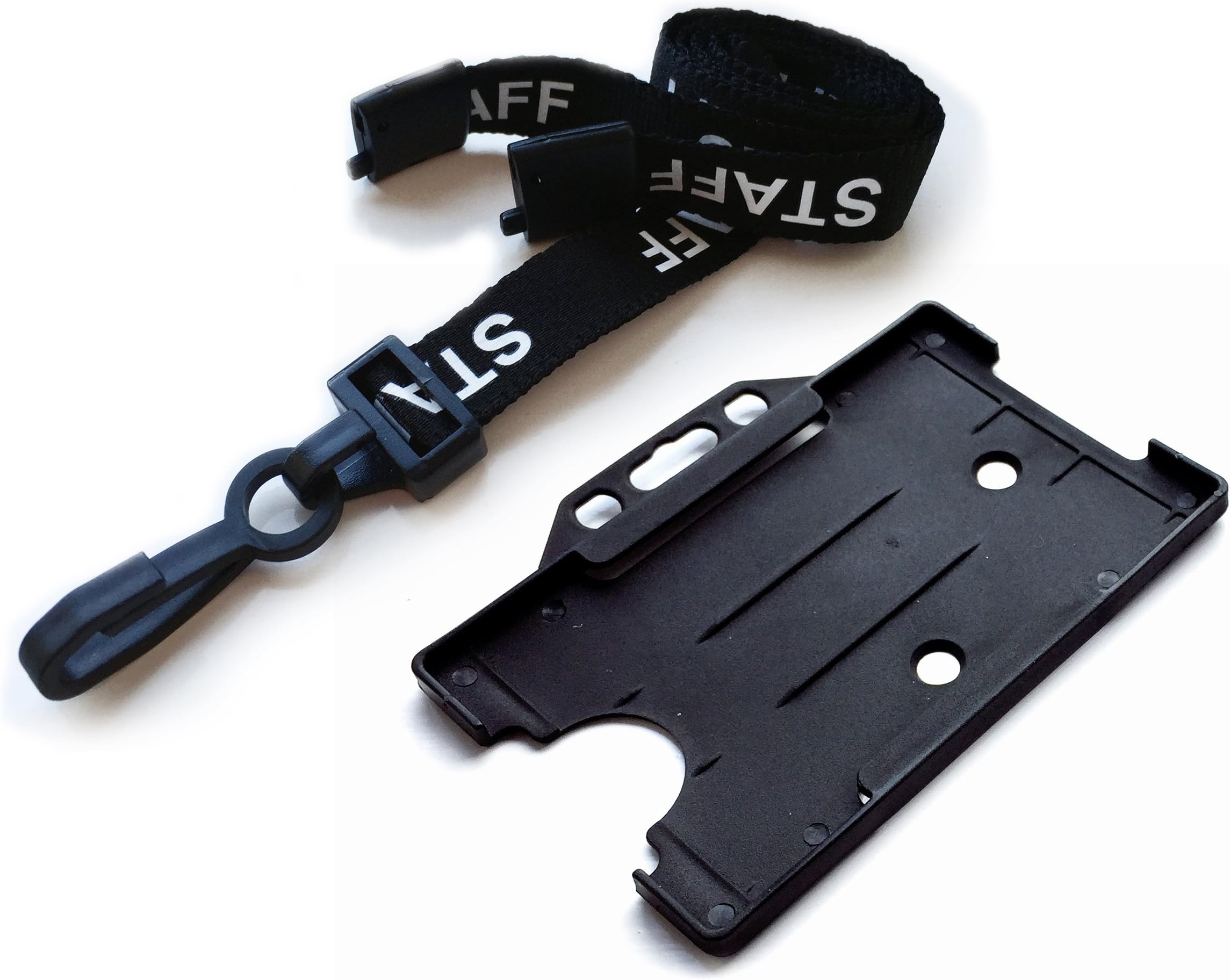 ACB ACBL-OS-18 Printed Staff Value Safety Neck Lanyard and Badge Id Card Holder - Black (Pack of 5)