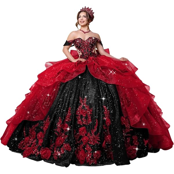 black and red quince dresses Ombre Black to Red Two-Tone Ball Gown Quinceanera Dress