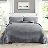 SUCHBED Gray Quilt Queen Size Bedding Sets with Pillow Shams, Soft Lightweight Queen Bedspreads Oversized Coverlet, Cross-Stitch Quilted Thin Quilts Queen Size All Season, 3 Pieces 89x96 inches