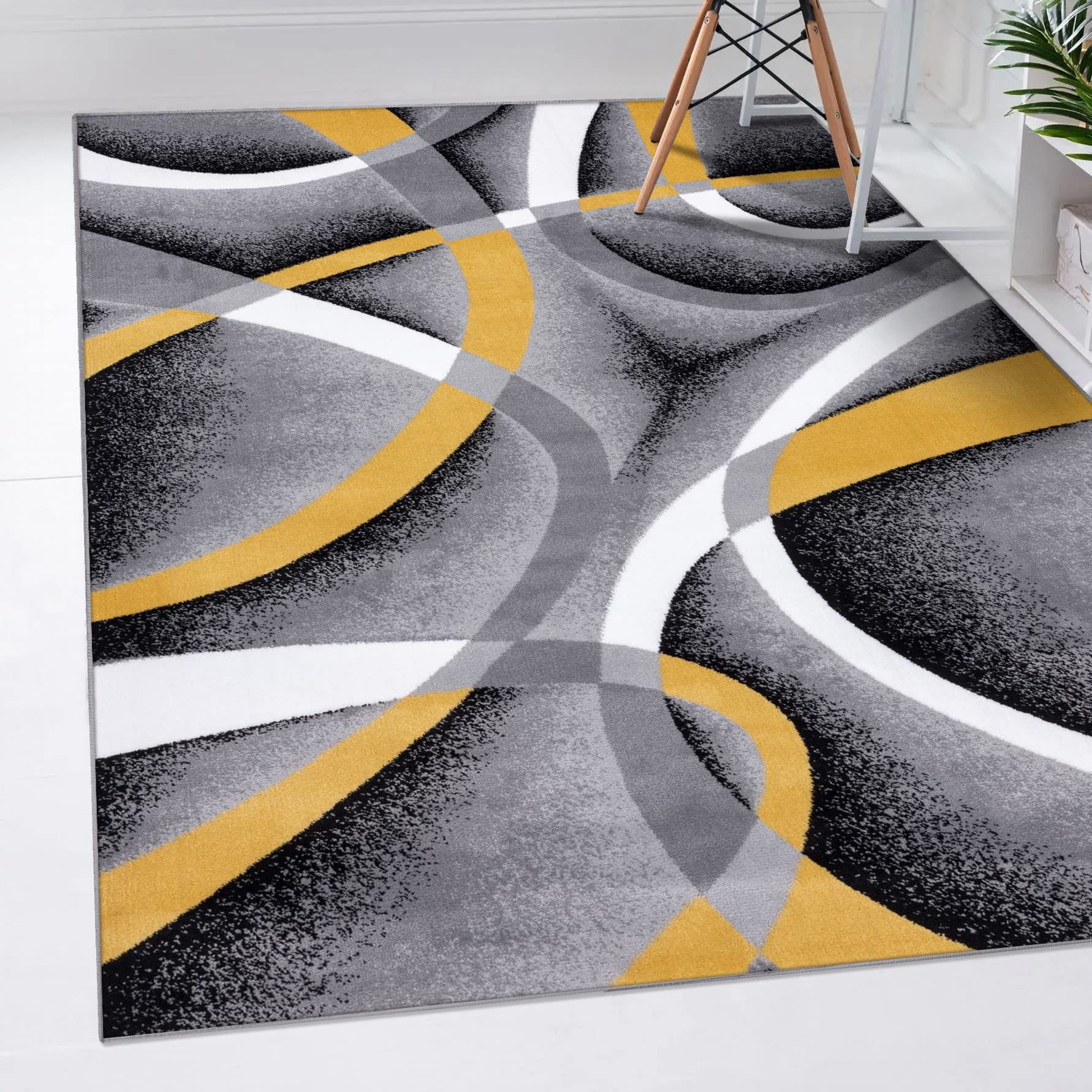 2305 Geometric Abstract Yellow 6x9 Area Rugs for Living Room Image