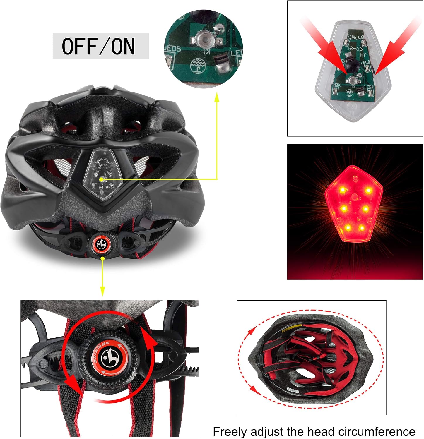 Bike Helmet with LED Light Detachable Visor - Image 4