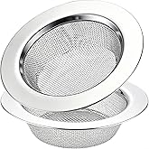 LASSHSWA 2 PCS Kitchen Sink Strainer Stainless Steel, Kitchen Sink Drain Strainer， Sink Strainers with Large Wide Rim 4.5" Diameter for Kitchen Sinks