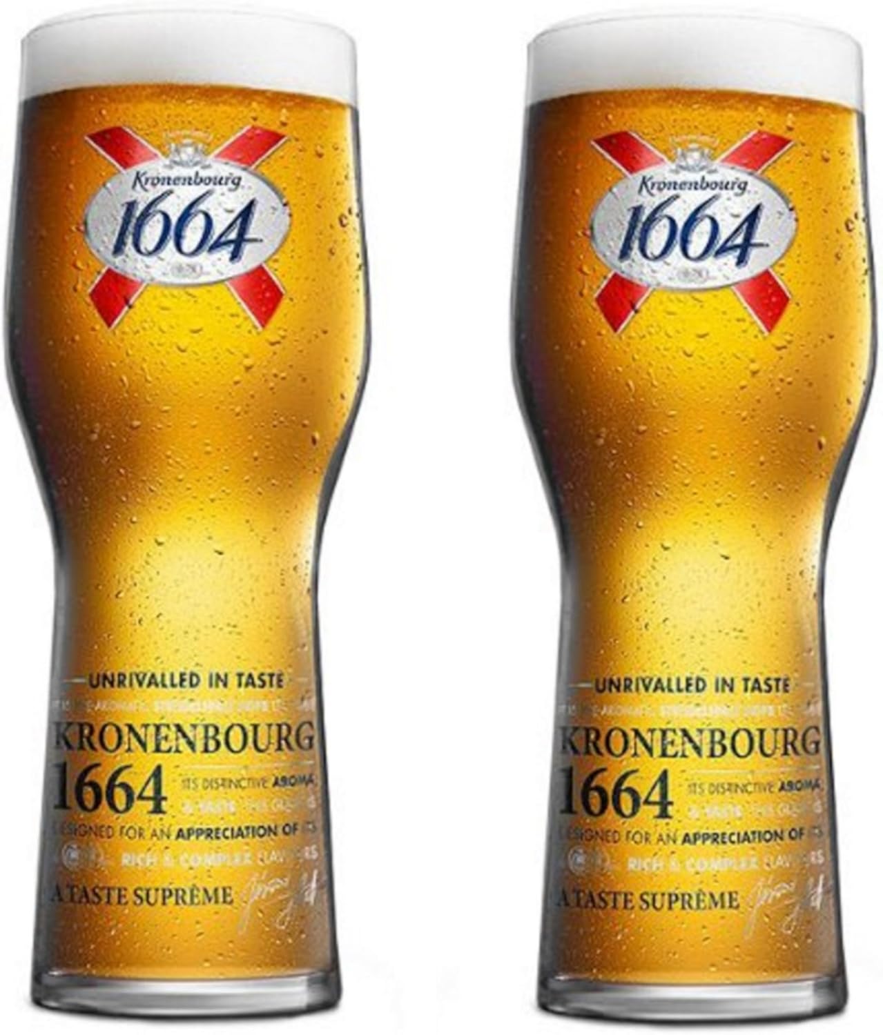 Kronenbourg1664 Official Lager Beer Glass Pint 570ml 19 fl oz Set of 2
