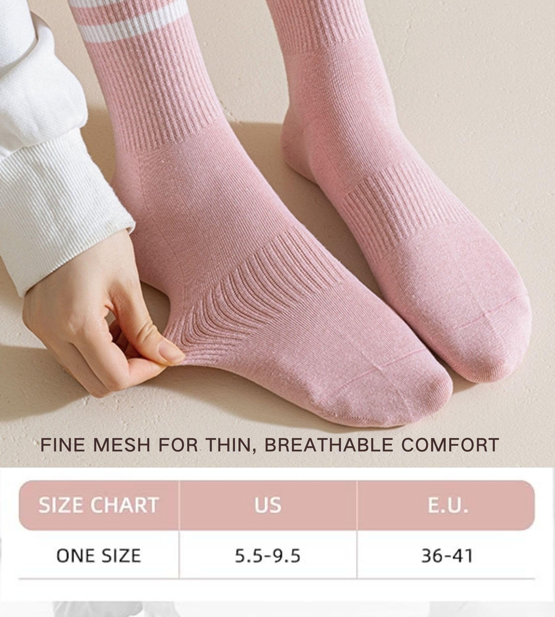 INANIR Pilates Socks With Grips for Women:Cute Non Slip Crew Gripper Yoga Sock-Grippy Sticky for Hospital/Dance Barre/Workout