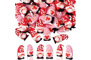 Lunmon 50 Pcs Mini Valentine's Day Gnomes Bulks 1.57 Inch PVC Pink Gnomes Figurine Gifts Valentine's Day Collectible Figurines for Home Tabletop Farmhouse Shelf Decorations