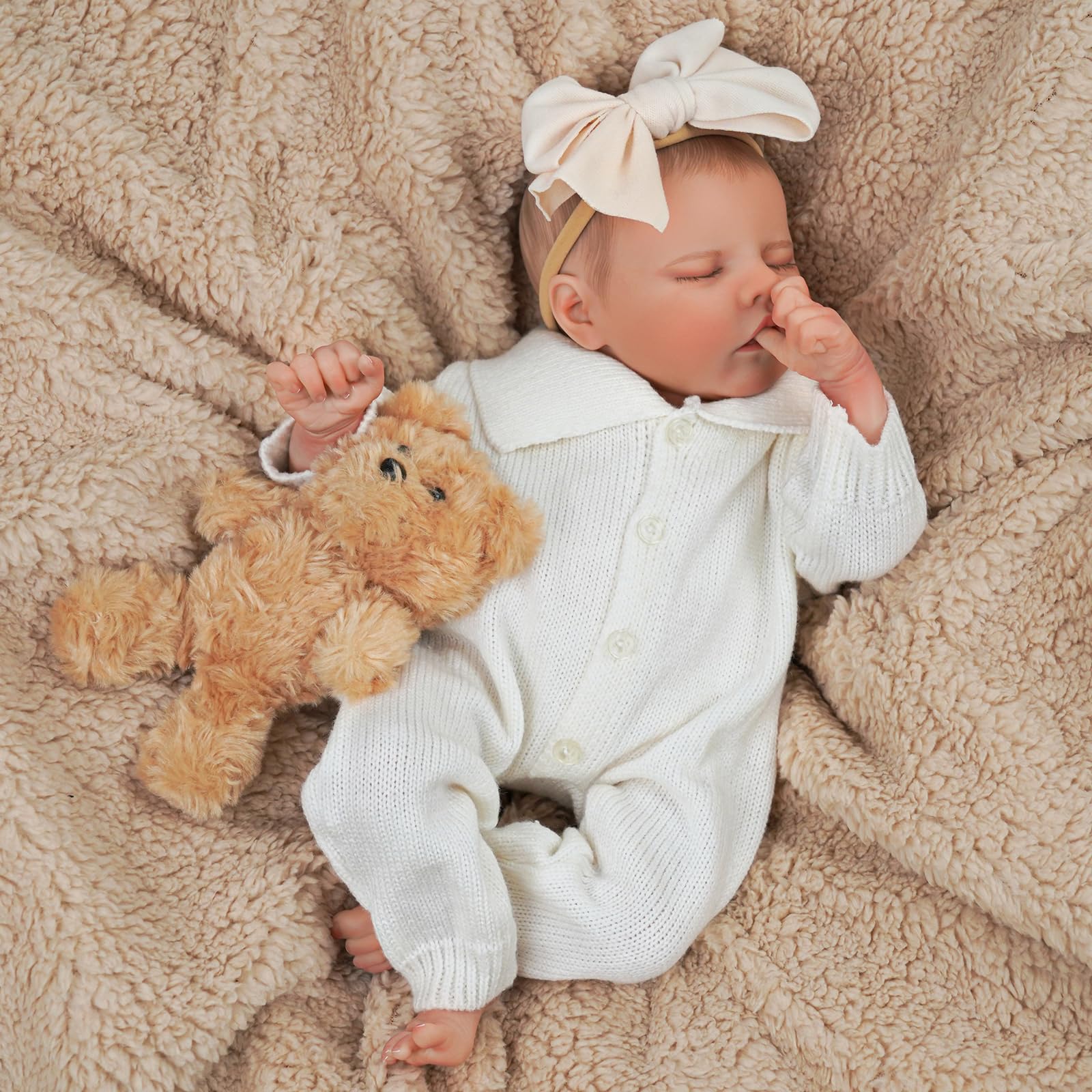 JIZHI Reborn-Baby Dolls 17 Inch Reborn Dolls Realistic Newborn Baby Dolls Softness Body Poseable Full vin-yl Body Girl Like a Lifelike Baby with Feeding Kit Box for Kids,White