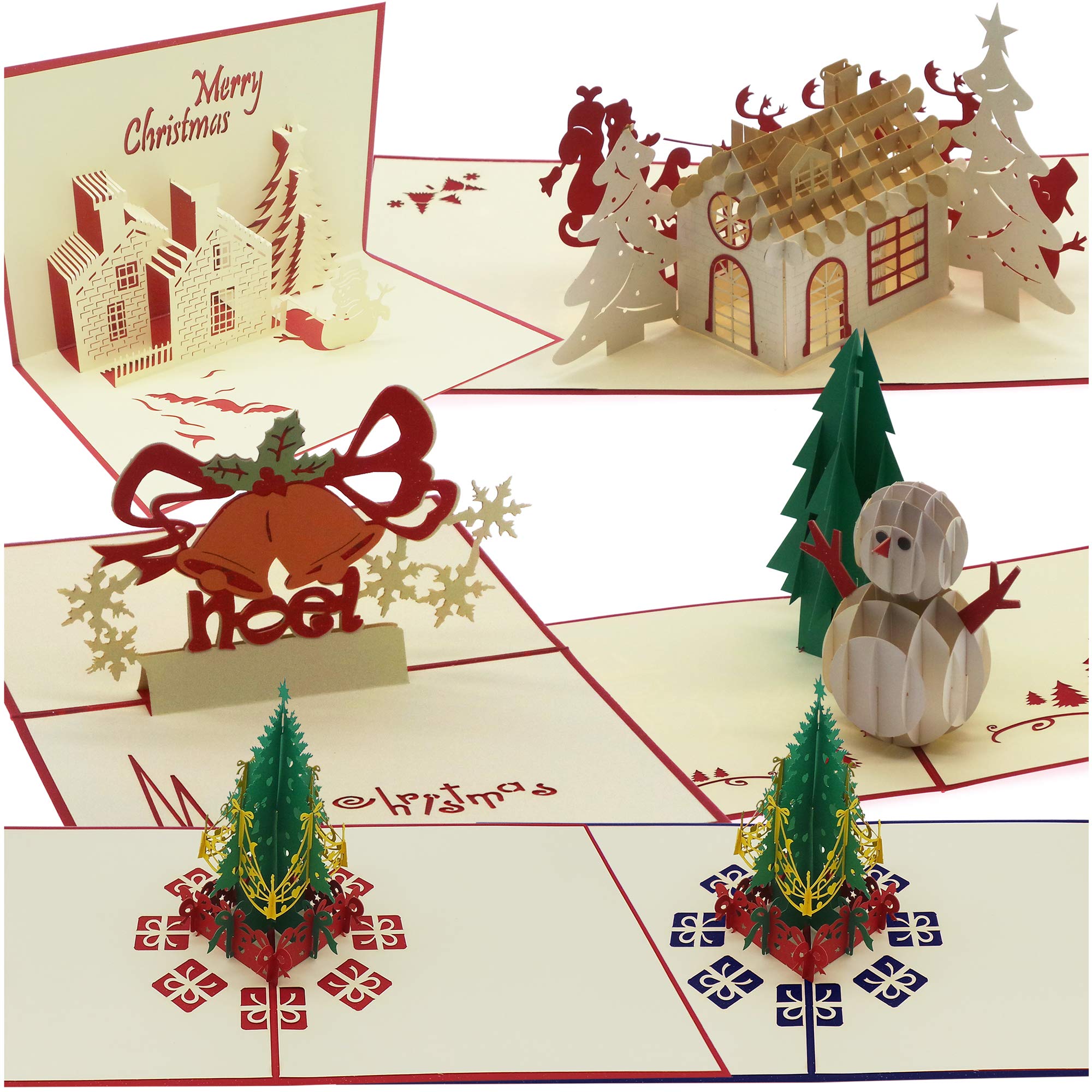 6 x 3D Pop Up Christmas Cards, Deluxe Special Seasonal Greeting Cards for Your Special Family and Friends - Bundle B