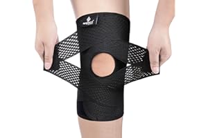 NEENCA Knee Brace for Knee Pain, Compression Knee Support with Air Mesh Fabric, Adjustable Knee Wrap with Side Stabilizers, U