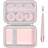 Supmay Hard Case Compatible with Nelko P21/for Phomemo D30/for SUPVAN E10/for NIIMBOT D11 Label Maker Machine, Portable Bluetooth Label Printer Storage Holder Bag with Mesh Pocket for Tapes, Pink