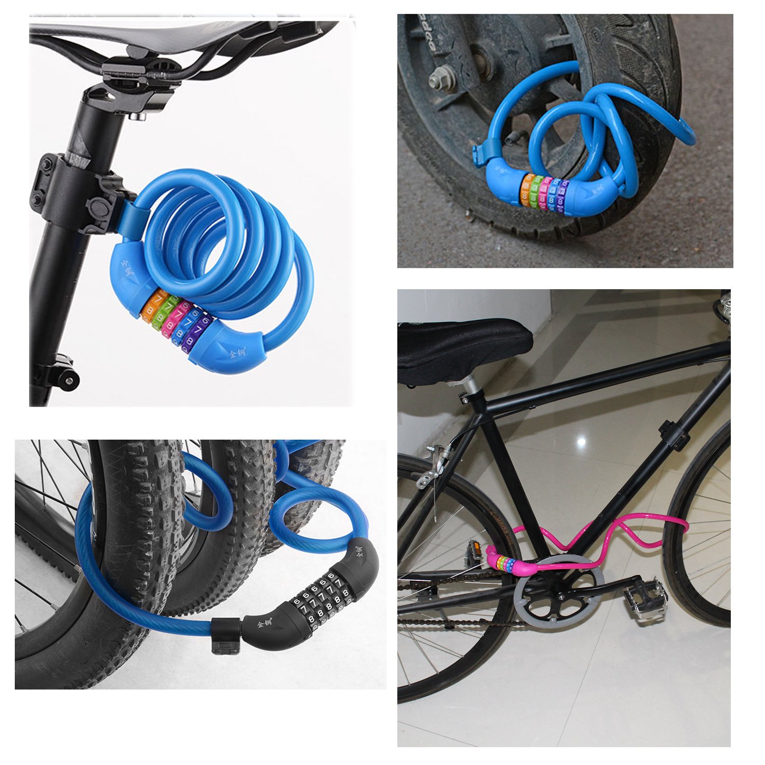 Jinjian Bike Lock with 5-Digit Resettable Number, 120cm/12mm Heavy Duty Chain Lock, Combination Cable Lock For Bicycle, Scooter, Grills & Other Items That Need To Be Secured …