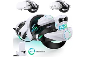 Mocagen Head Strap for Meta Quest 3S/Quest 3/Quest 2 with Battery Pack 15000mAh & Charger Dock, Extra Time 6-8H, Enhance Comfort VR Headset Accessories