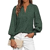 MASCOMODA Womens Boho Floral Long Sleeve Tops Fall Fashion 2025 V Neck Loose Chiffon Work Blouses Dressy Casual Ruffle Shirts