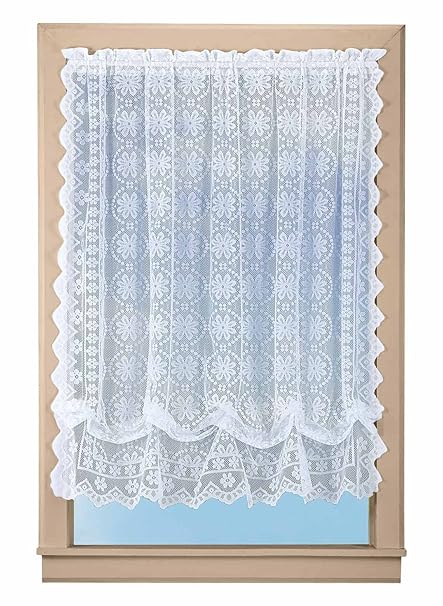 Lace Balloon Curtain Color White Amazon Co Uk Kitchen Home
