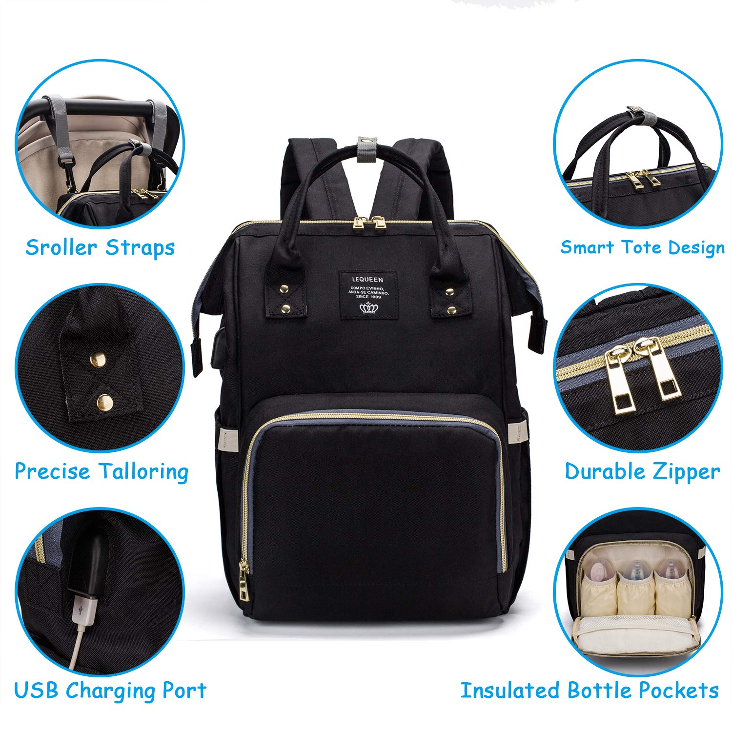 diaper bag backpack with usb charging port