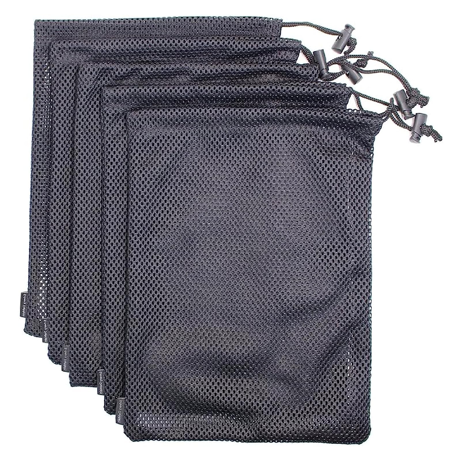 AMYXIYUAN 5Pcs Nylon Sack Durable Net Bag Black Mesh Bag Multi-Functional Drawstring Mesh Bags Polyester Drawstring Net Bags