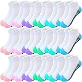 Bemeol Girls Socks 18 Pairs Ankle Socks for Girl Cotton Sports Athletic Low Cut Running Sock for Kids