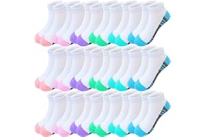 Bemeol Girls Socks 18 Pairs Ankle Socks for Girl Cotton Sports Athletic Low Cut Running Sock for Kids