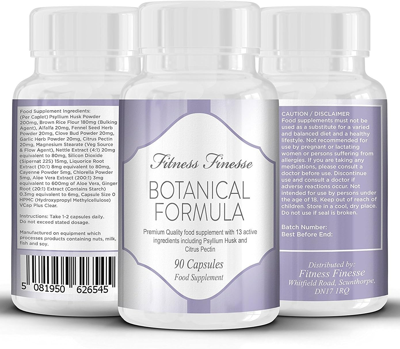 Fibre Psyllium Husk And Brown Rice 90 Capsules | Achieve Weight Loss | Detox Your Colon | Aids Digestive System | Blood Pressure | Bowel And Colon Cleanse | Botanical Formula Includes Garlic, Fennel, Alfalfa, Clove Bud Plus 9 Other Active Ingredients