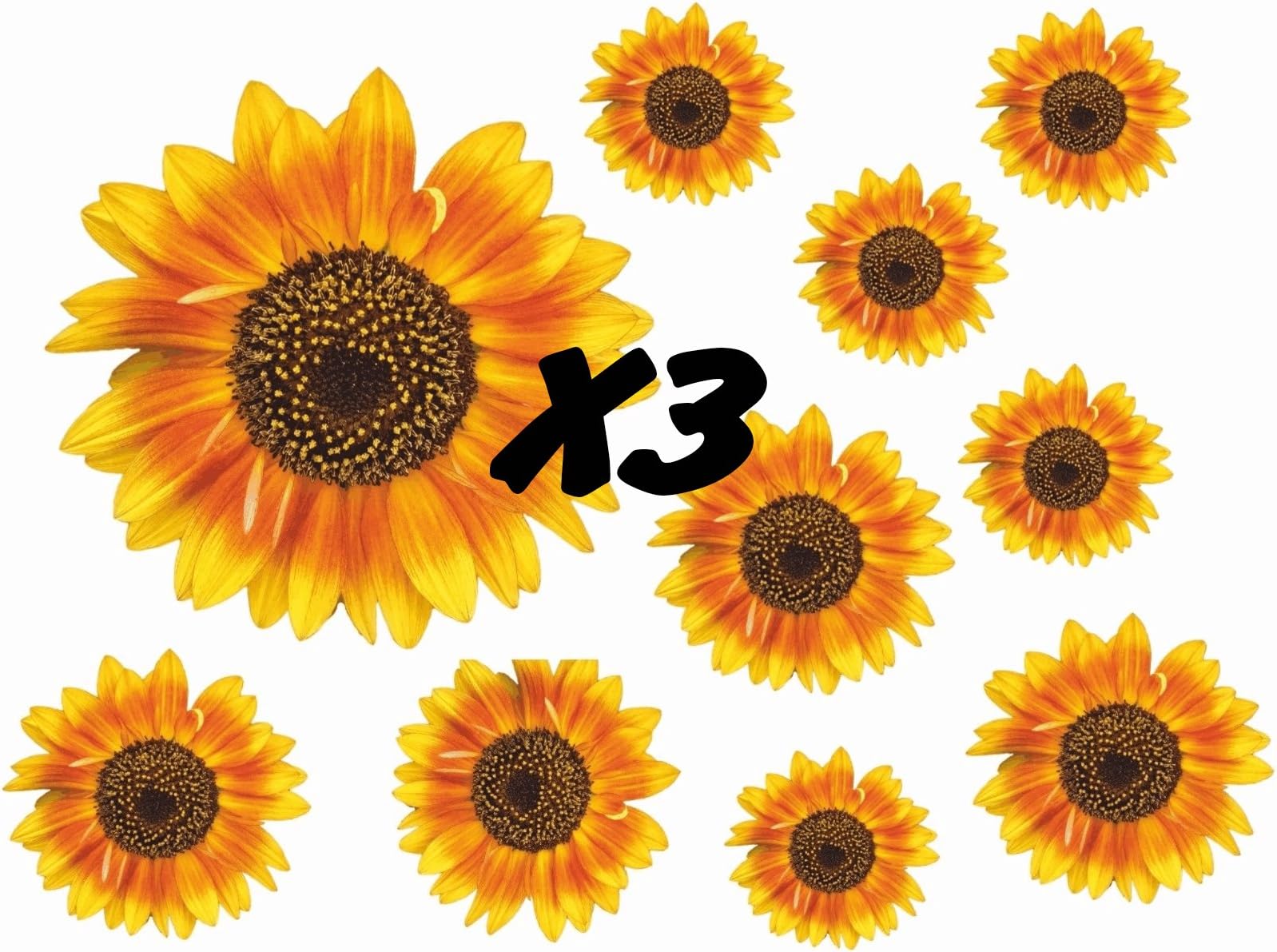 Painted Sunflower Flower Decals Car Stickers Graphics Nursery Wall Window Decorations Art 10 Pack (30)